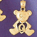 Initial Q Teddy Bear Heart Charm Pendant 14k Gold