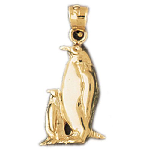 Penguins Charm Pendant 14k Gold