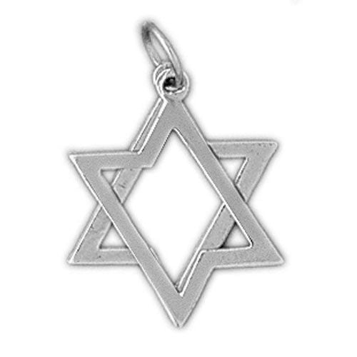 Star of David 2 Pieces Moveable Charm Pendant 14k White Gold