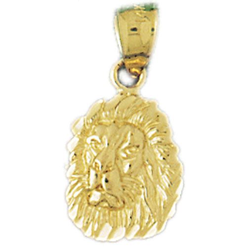 Gold Lion Pendant - Lion Head Charm Pendant 14k Gold