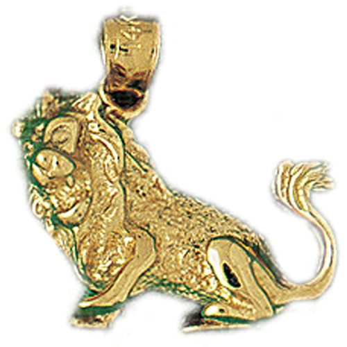 3D Lion Charm Pendant 14k Gold