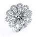 Sterling silver flower CZ ring with rhodium plating