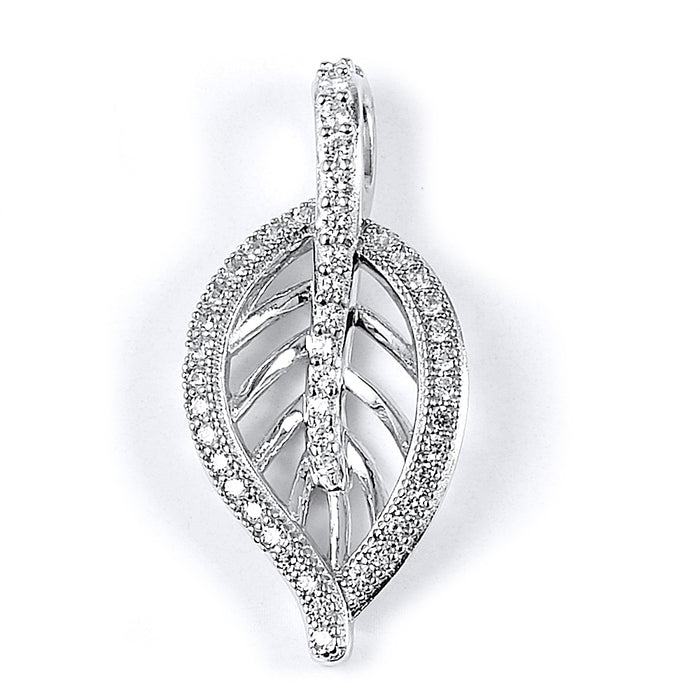 Sterling silver leaf CZ pendant