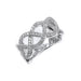 Sterling silver woven CZ ring with rhodium plating