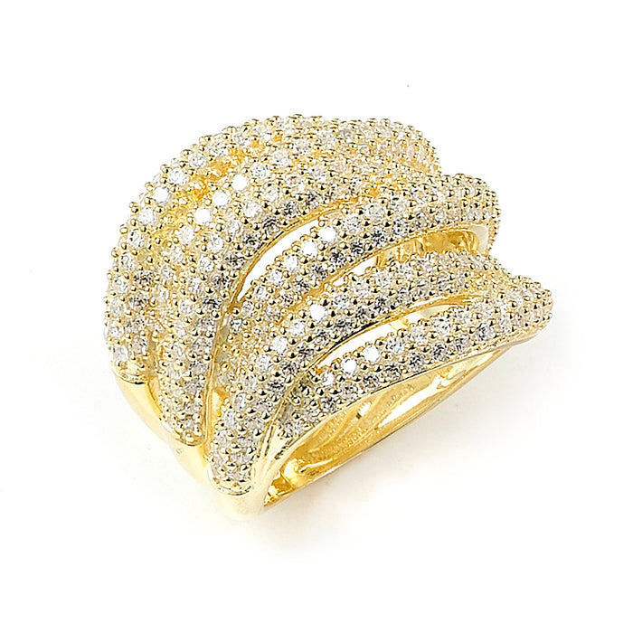 Six sterling silver swirl micro-pave CZ ring