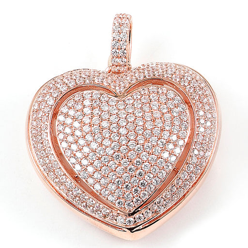 Sterling silver large micro-pave CZ heart pendant