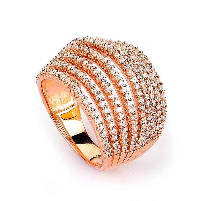 Sterling silver ring with 9 rows of pave cubic zirconia