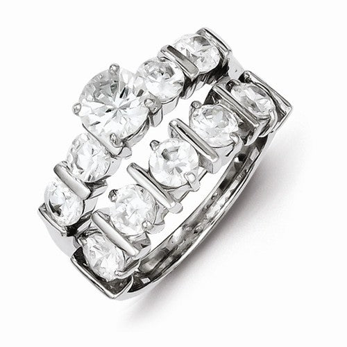 Sterling Silver 2-Piece Cubic Zirconia Wedding Set Ring