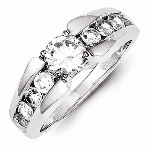 Sterling Silver Rhodium Plated Round Cut CZ Ring