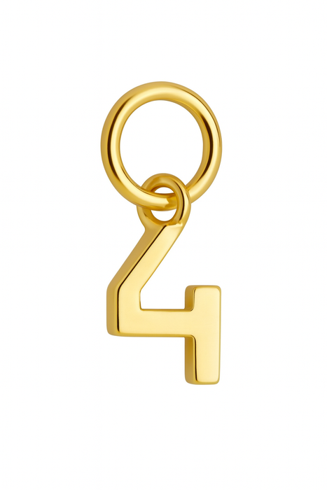 Number 4 Charm Pendant 14k Gold (0.5 Grams)