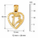 13 In Heart Charm Pendant 14k Gold Yellow Gold 14k