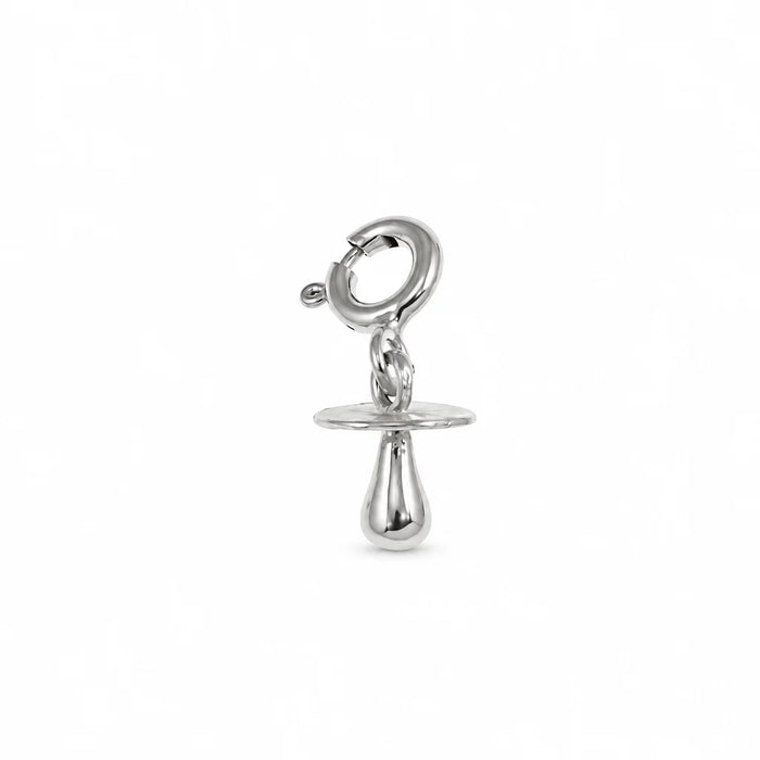 14k Gold 3 Dimensional Baby Pacifier Charm Pendant White Gold 14k