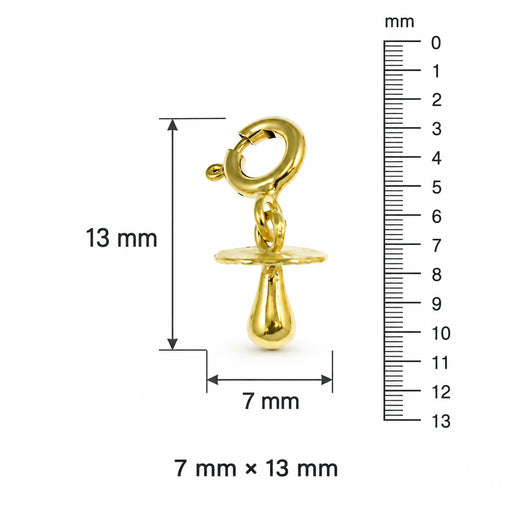 14k Gold 3 Dimensional Baby Pacifier Charm Pendant Yellow Gold 14k