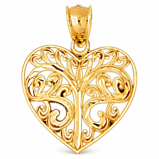 14k Gold Heart Charm Pendant Yellow Gold 14k