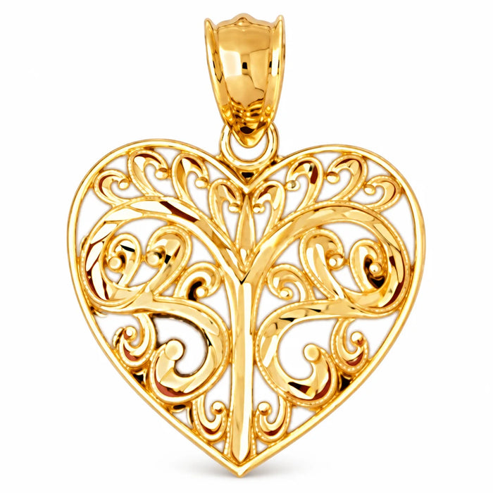 14k Gold Heart Charm Pendant Yellow Gold 14k