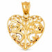 14k Gold Heart Charm Pendant Yellow Gold 14k