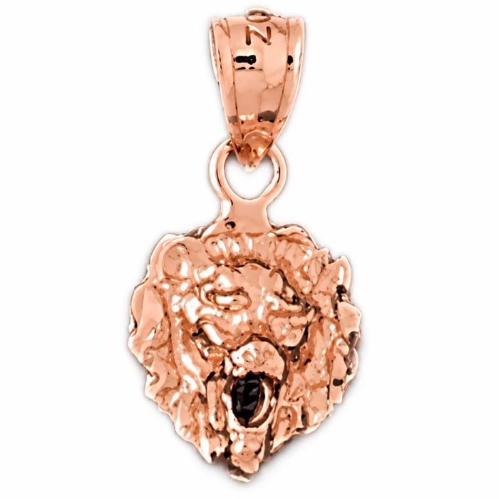 14k Gold Lion Head Charm Pendant Rose Gold 14k