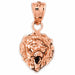 14k Gold Lion Head Charm Pendant Rose Gold 14k