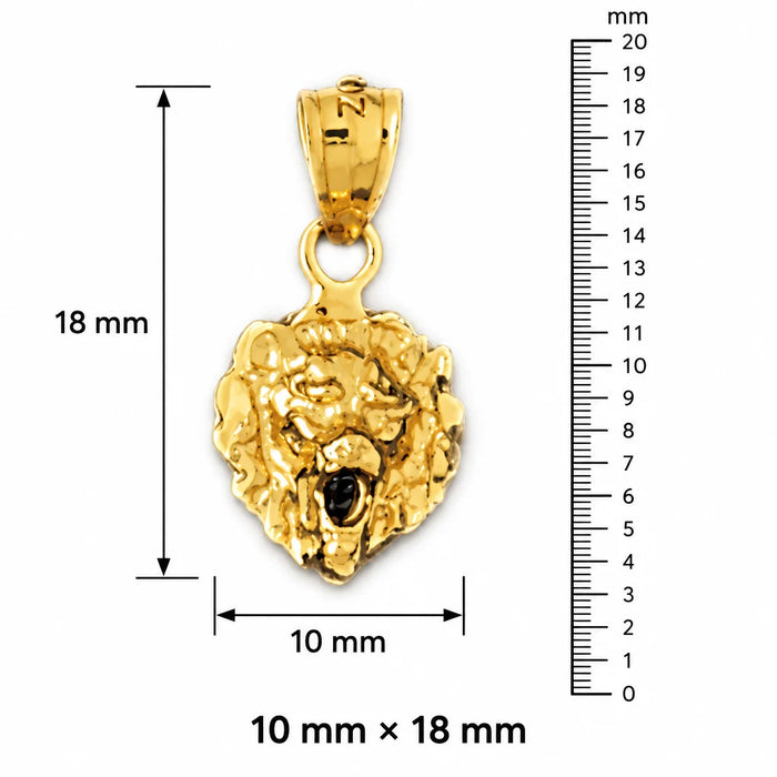 14k Gold Lion Head Charm Pendant Yellow Gold 14k