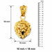 14k Gold Lion Head Charm Pendant Yellow Gold 14k