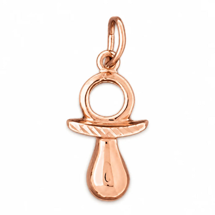 3 Dimensional Baby Pacifier Charm Pendant 14k Gold (0.9 Grams) Rose Gold 14k