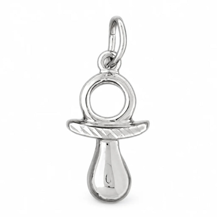 3 Dimensional Baby Pacifier Charm Pendant 14k Gold (0.9 Grams) White Gold 14k