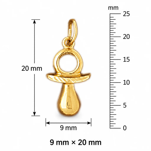 3 Dimensional Baby Pacifier Charm Pendant 14k Gold (0.9 Grams) Yellow Gold 14k