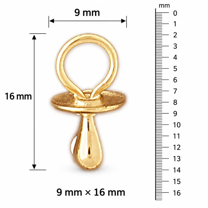 3 Dimensional Baby Pacifier Charm Pendant 14k Gold (1.6 Grams) Yellow Gold 14k