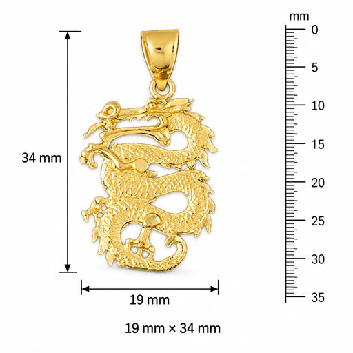 3D 14k Gold Dragon Charm Pendant Yellow Gold 14k