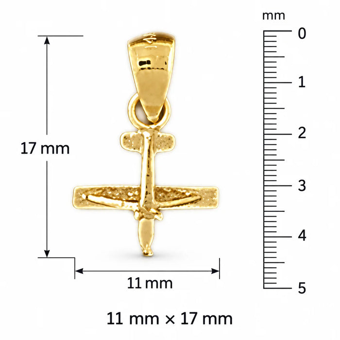 3D Airplane Jet Charm Pendant 14k Gold (0.8 Grams) Yellow Gold 14k