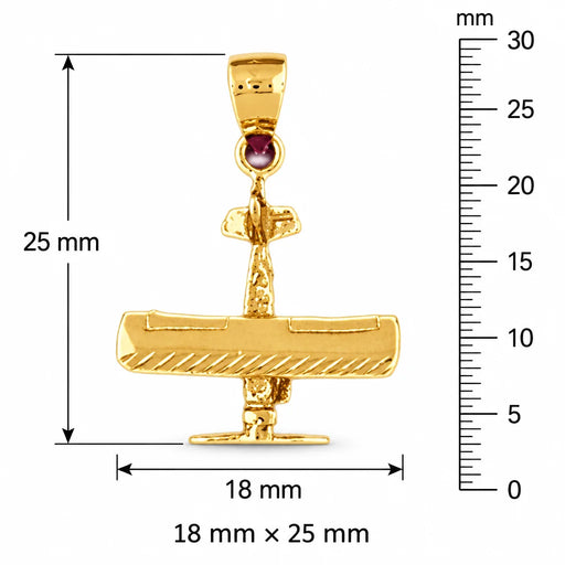 3D Airplane Jet Charm Pendant 14k Gold (2.5 Grams) Yellow Gold 14k