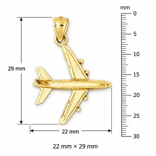 3D Airplane Jet Charm Pendant 14k Gold (2.6 Grams) Yellow Gold 14k