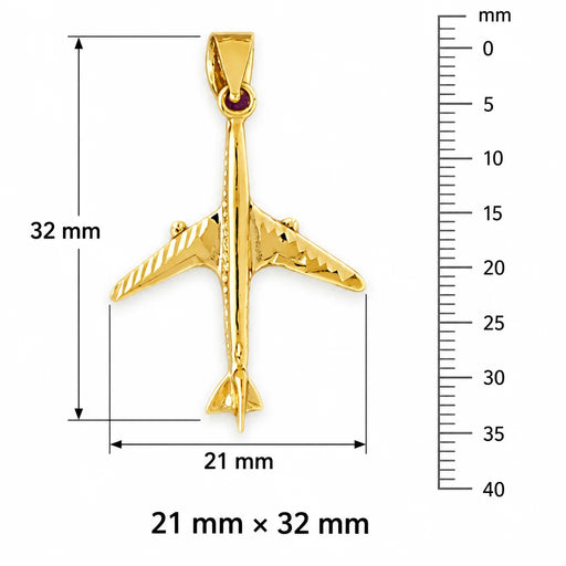 3D Airplane Jet Charm Pendant 14k Gold (2 Grams) Yellow Gold 14k