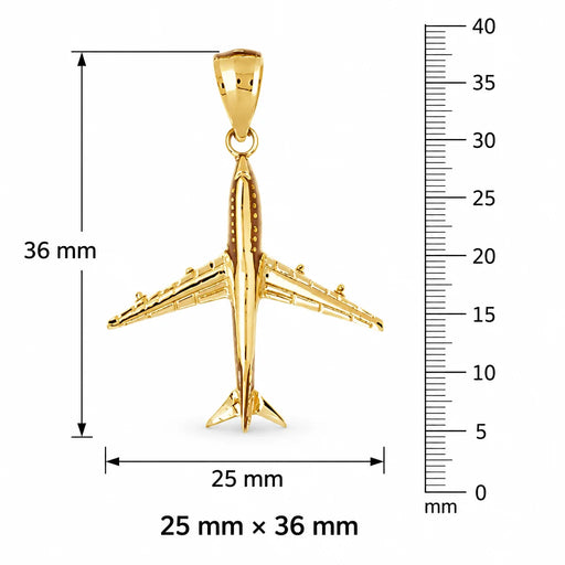 3D Airplane Jet Charm Pendant 14k Gold (3.8 Grams) Yellow Gold 14k