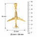 3D Airplane Jet Charm Pendant 14k Gold (3.8 Grams) Yellow Gold 14k