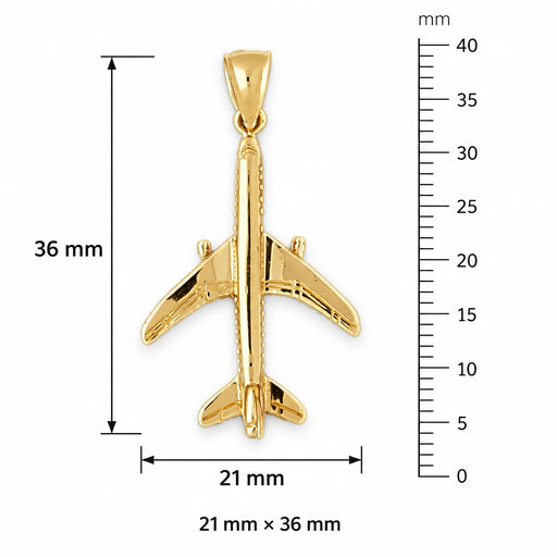 3D Airplane Jet Charm Pendant 14k Gold (3.9 Grams) Yellow Gold 14k