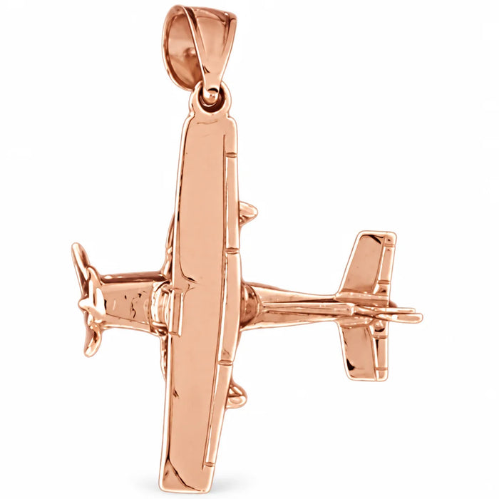 3D Airplane Jet Charm Pendant 14k Gold (4.4 Grams) Rose Gold 14k