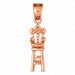 3D Baby Chair Charm Pendant 14k Gold (1.8 Grams) Rose Gold 14k