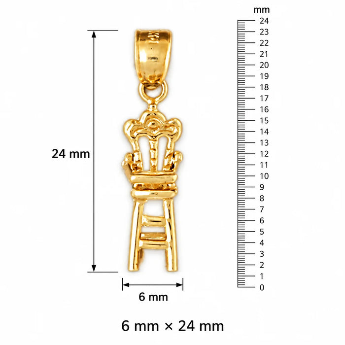 3D Baby Chair Charm Pendant 14k Gold (1.8 Grams) Yellow Gold 14k