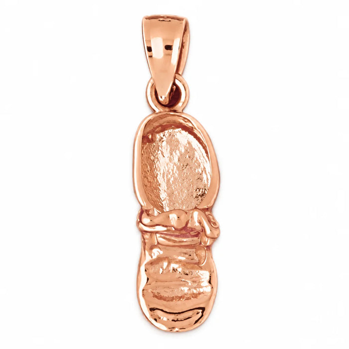3D Baby Shoe Charm Pendant 14k Gold (3.1 Grams) Rose Gold 14k