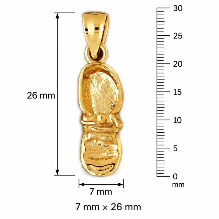 3D Baby Shoe Charm Pendant 14k Gold (3.1 Grams) Yellow Gold 14k