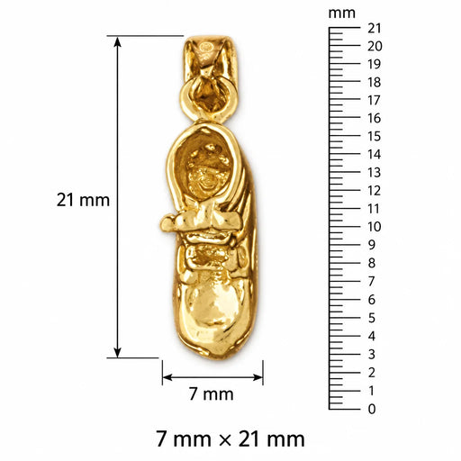 3D Baby Shoe Charm Pendant 14k Gold (3.2 Grams) Yellow Gold 14k