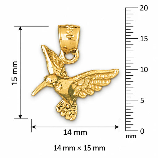 3D Bird Charm Pendant 14k Gold Yellow Gold 14k