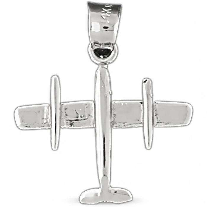 3D Bomber Airplane Charm Pendant 14k Gold White Gold 14k