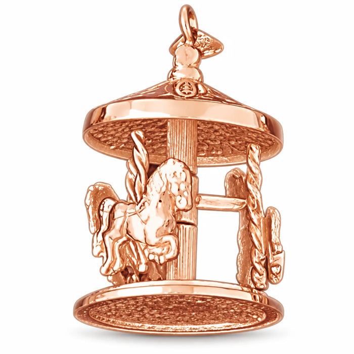 3D Carousel Horses Charm Pendant 14k Gold (13.2 Grams) Rose Gold 14k