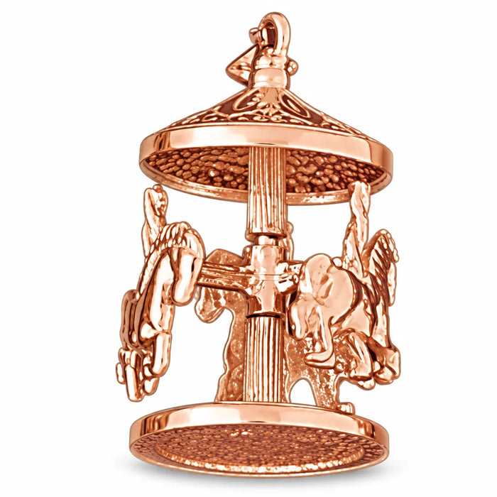 3D Carousel Horses Charm Pendant 14k Gold (9.9 Grams) Rose Gold 14k