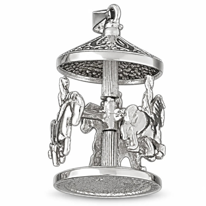 3D Carousel Horses Charm Pendant 14k Gold (9.9 Grams) White Gold 14k