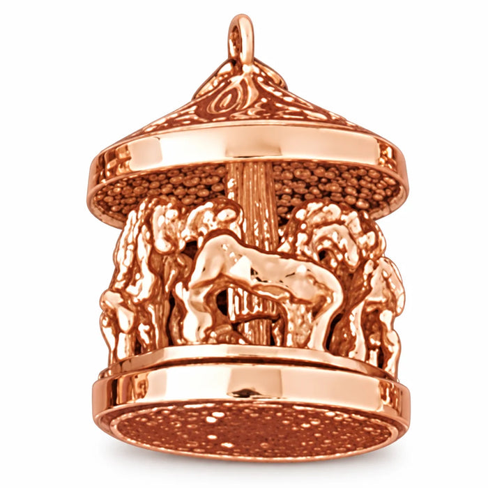 3D Carousel Horses Charm Pendant 14k Gold (9 Grams) Rose Gold 14k