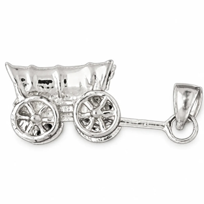 3D Carriage Charm Pendant 14k Gold (3.2 Grams) White Gold 14k