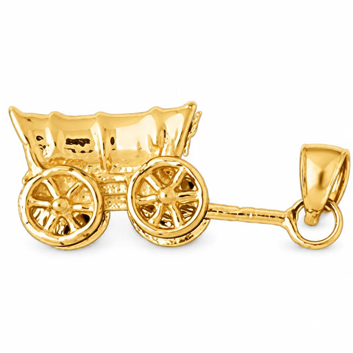 3D Carriage Charm Pendant 14k Gold (3.2 Grams) Yellow Gold 14k